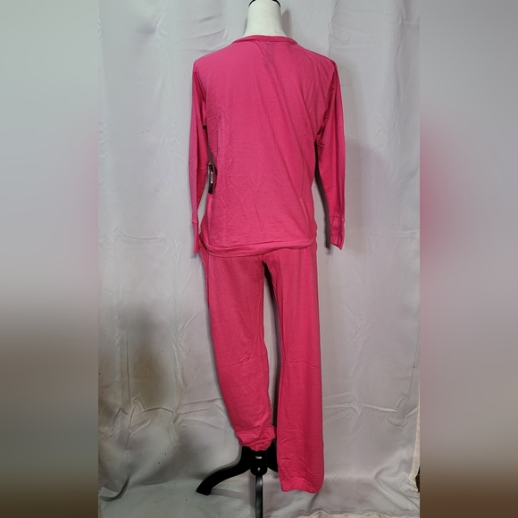 Bebe Women's NWT Fuchsia Pink 2pc Lightweight Pajama Top & Pants Set Size Medium - Picture 13 of 14